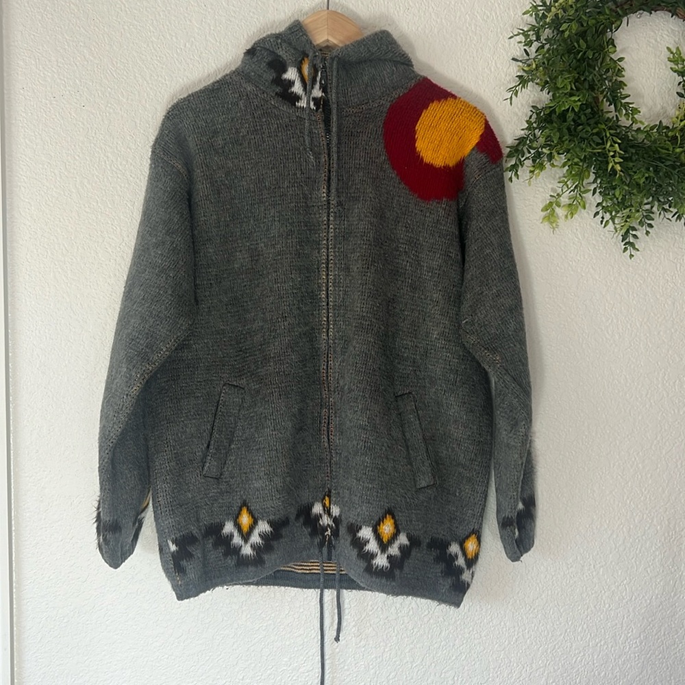 Unique Knit Colorado Hooded Zip up sweater